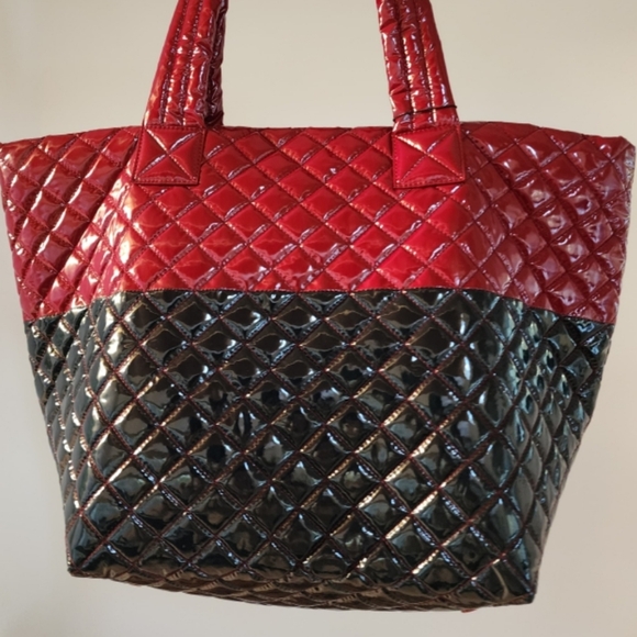 nwt MZ Wallace Medium Colorblock Cranberry & Dawn Lacquer Tote Bag - Picture 2 of 9